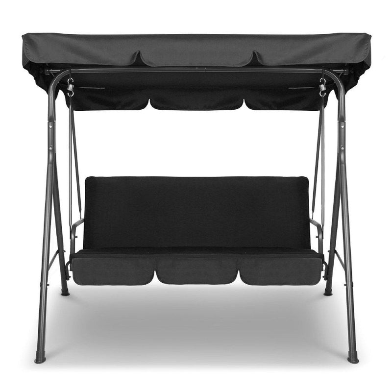 Milano Outdoor Steel Swing Chair - Black (1 Box) - Payday Deals