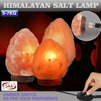5-7 kg Himalayan Salt Lamp Rock Crystal Natural Light Dimmer Switch Cord Globes Payday Deals