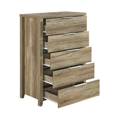5 Pieces Bedroom Suite Natural Wood Like MDF Structure King Size Oak Colour Bed, Bedside Table, Tallboy & Dresser Payday Deals