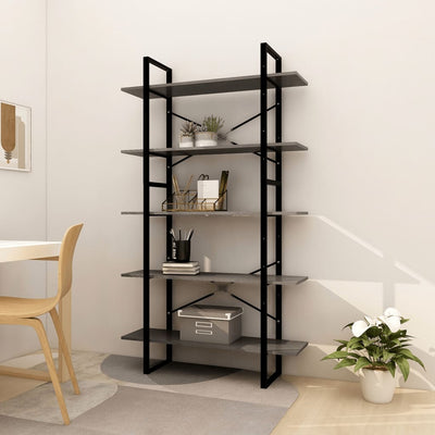 5-Tier Book Cabinet Grey 100x30x175 cm Pinewood Payday Deals