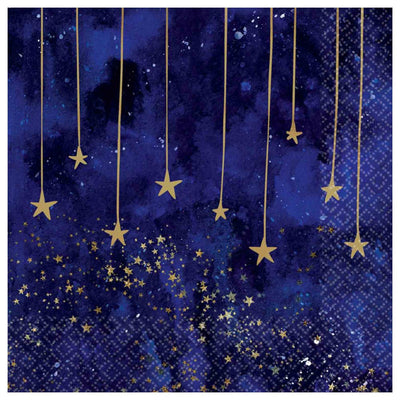 New Years Eve Midnight Blue Lunch Napkins 16 Pack