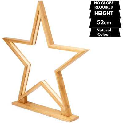 52cm Large Bamboo Star LED Table Lamp Light Modern Bedside - Natural Payday Deals