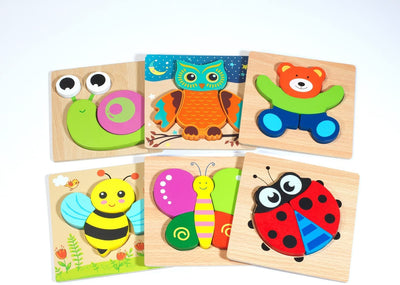 6 Pack Wooden Animals Puzzles for Toddlers Kids 3+ Years Old Educational Preschool Toys Payday Deals