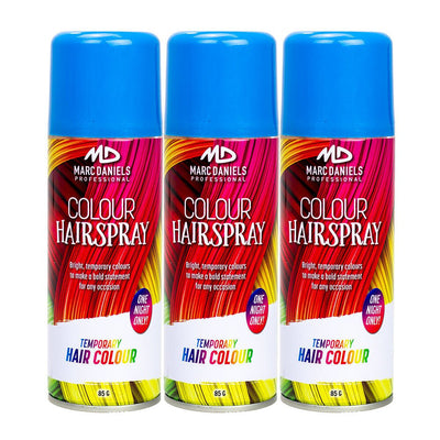 3 x Marc Daniels Hair Colour Spray Blue 85g