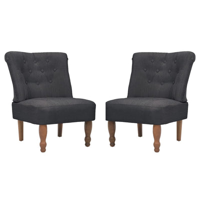 French Chairs 2 pcs Grey Fabric