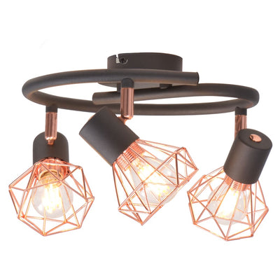 Ceiling Lamp with 3 Spotlights E14 Black and Copper - Payday Deals