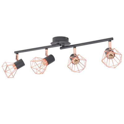 Ceiling Lamp with 4 Spotlights E14 Black and Copper - Payday Deals