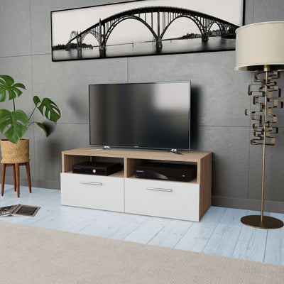 TV Cabinet Engineered Wood 95x35x36 cm Oak and White