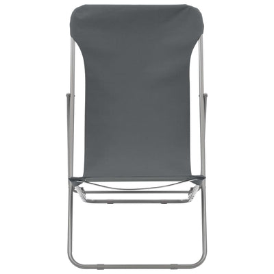 Folding Beach Chairs 2 pcs Steel and Oxford Fabric Grey