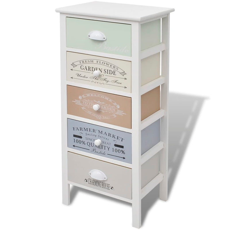French Storage Cabinet 5 Drawers Wood - Payday Deals