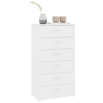Sideboard with 6 Drawers White 50x34x96 cm Engineered Wood