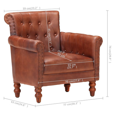 Armchair Brown Real Goat Leather