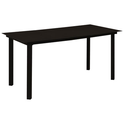 Garden Dining Table Black 150x80x74 cm Steel and Glass - Payday Deals