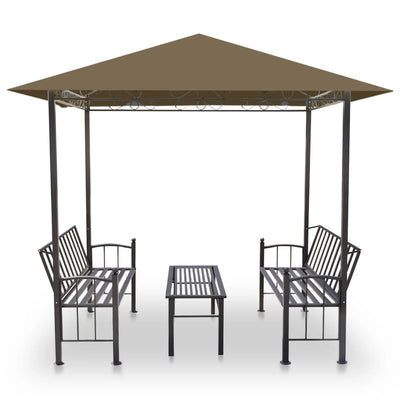 Garden Pavilion with Table and Benches 2.5x1.5x2.4 m Taupe 180 g/m²