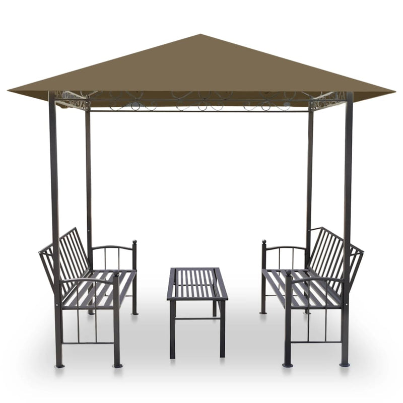 Garden Pavilion with Table and Benches 2.5x1.5x2.4 m Taupe 180 g/m²