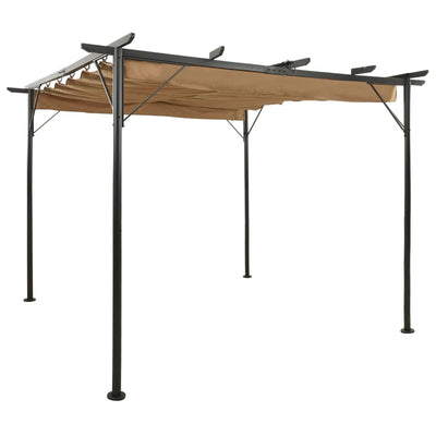 Pergola with Retractable Roof Taupe 3x3 m Steel 180 g/m²
