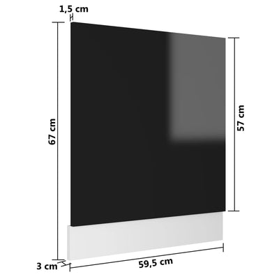 Dishwasher Panel High Gloss Black 59.5x3x67 cm Chipboard