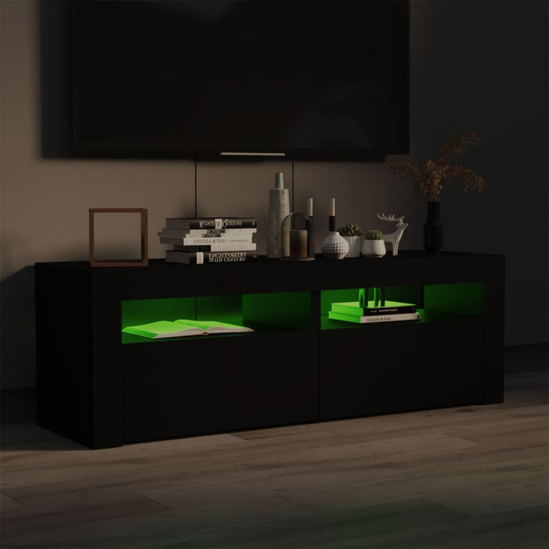 TV Cabinet with LED Lights Black 120x35x40 cm