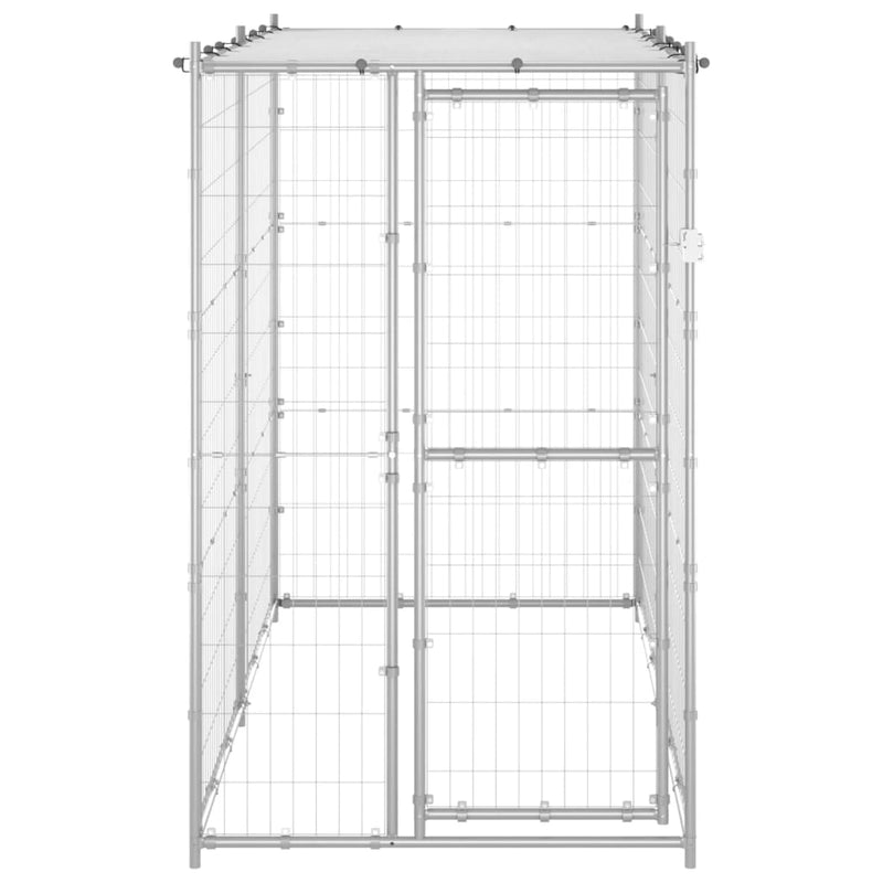 Outdoor Dog Kennel Galvanised Steel with Roof 110x220x180 cm