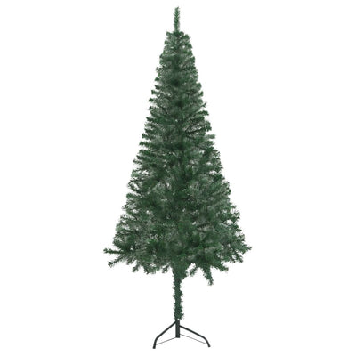 Corner Artificial Christmas Tree LEDs&Ball Set Green 180 cm PVC
