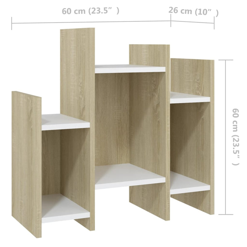 Side Cabinet Sonoma Oak and White 60x26x60 cm Chipboard