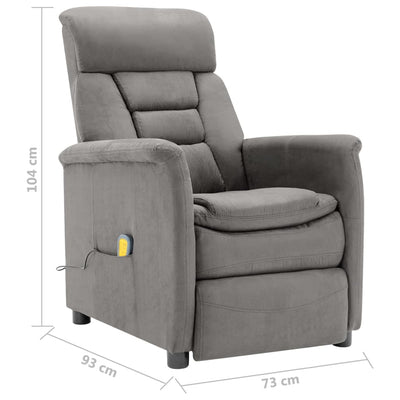 Electric Massage Recliner Light Grey Faux Suede Leather