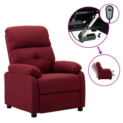 Electric Recliner Chair Wine Red Fabric