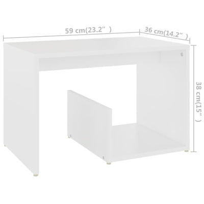 Side Table White 59x36x38 cm Chipboard