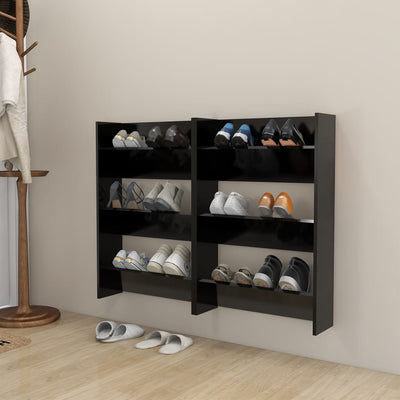 Wall Shoe Cabinets 2 pcs Black 60x18x90 cm Chipboard - Payday Deals