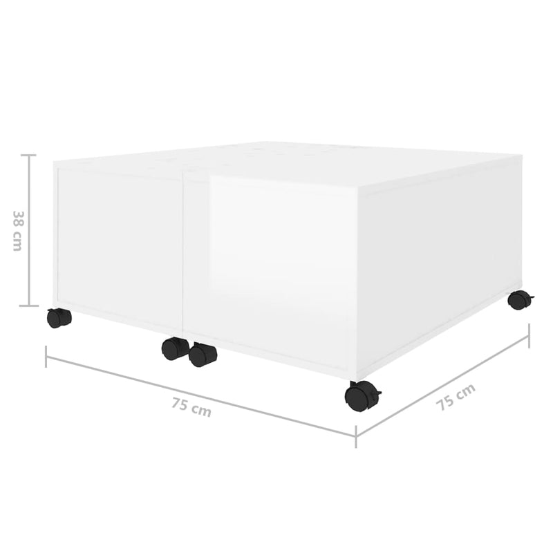 Coffee Table High Gloss White 75x75x38 cm Chipboard - Payday Deals