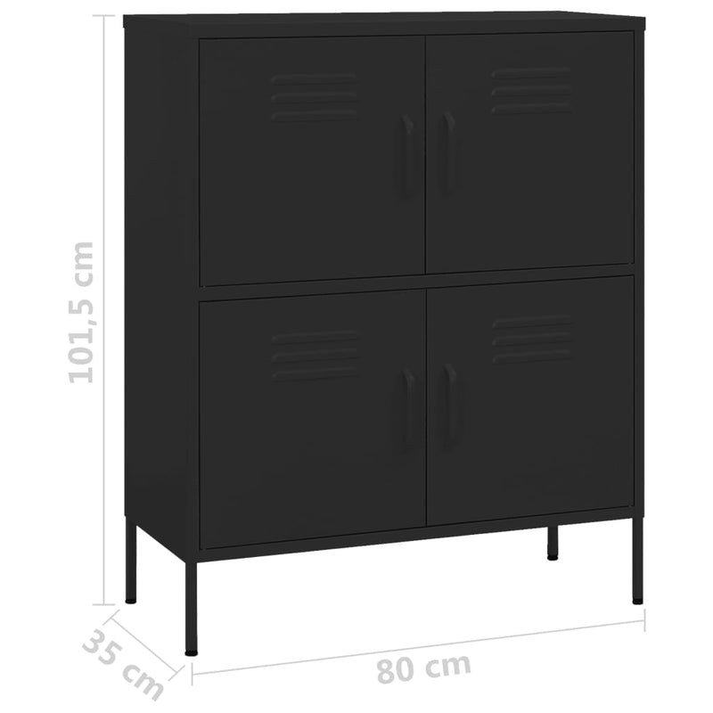 Storage Cabinet Black 80x35x101.5 cm Steel