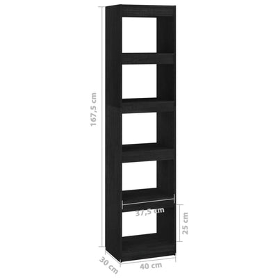 Book Cabinet/Room Divider Black 40x30x167.5 cm Solid Pinewood