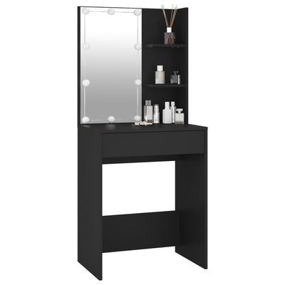 Dressing Table with LED Black 60x40x140 cm