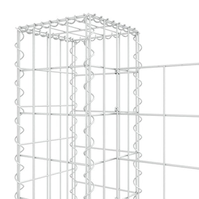 U-shape Gabion Basket with 7 Posts Iron 740x20x100 cm