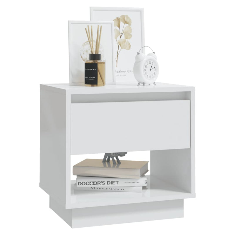 Bedside Cabinets 2 pcs High Gloss White 45x34x44 cm Chipboard
