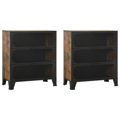 Storage Cabinets 2 pcs Rustic Brown 72x36x82 cm Metal and MDF