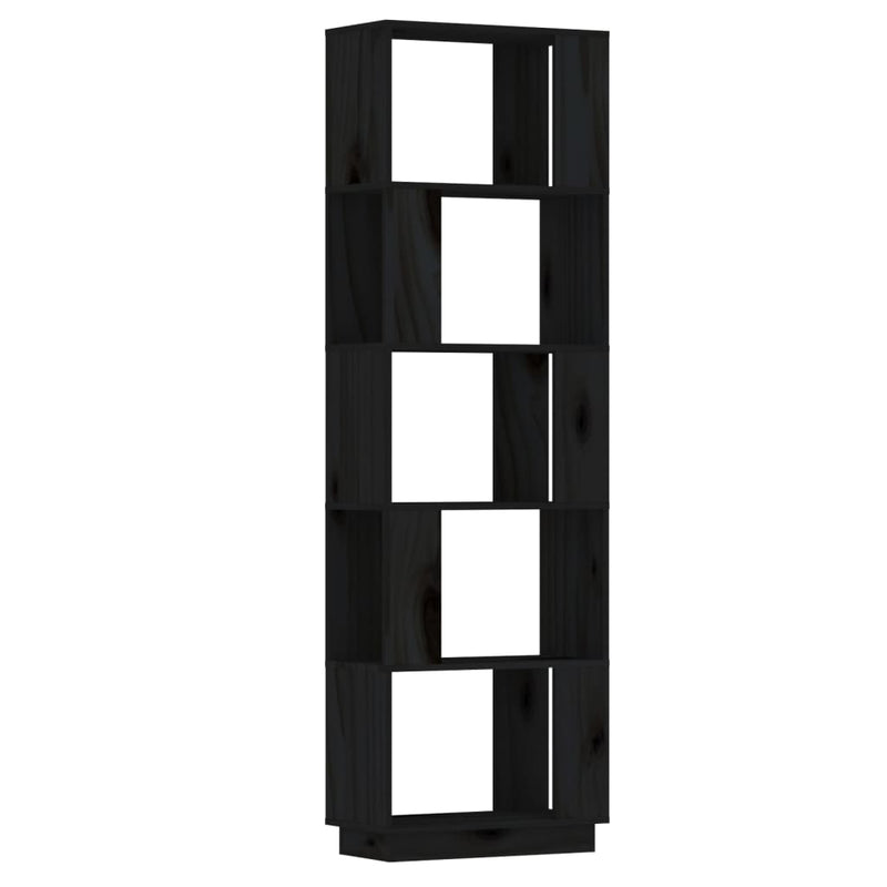 Book Cabinet/Room Divider Black 51x25x163.5 cm Solid Wood Pine
