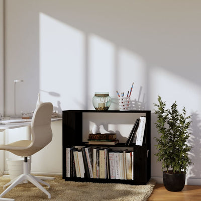 Book Cabinet/Room Divider Black 80x25x70 cm Solid Wood Pine