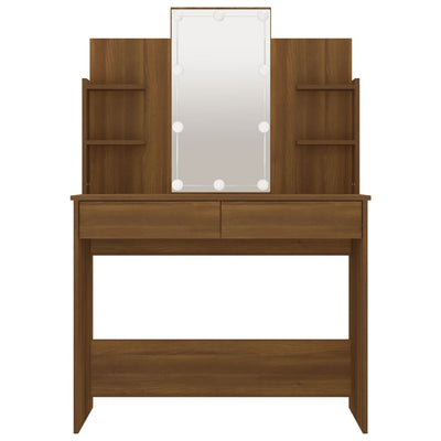 Dressing Table with LED Brown Oak 96x40x142 cm
