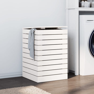 Laundry Basket White 44x44x66 cm Solid Wood Pine