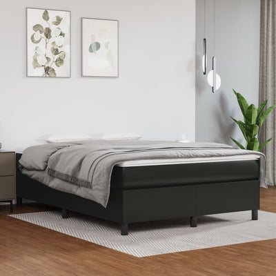 Box Spring Bed with Mattress Black 137x190 cm Double Faux Leather