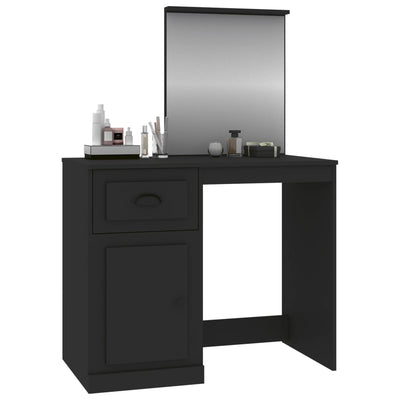 Dressing Table with Mirror Black 90x50x132.5 cm Engineered Wood