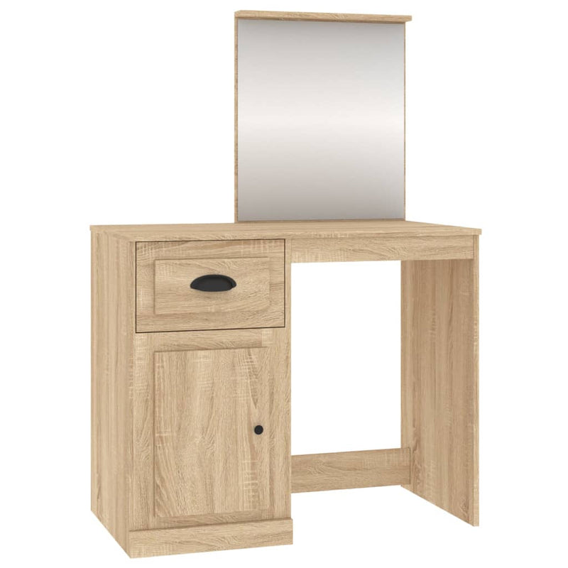 Dressing Table with Mirror Sonoma Oak 90x50x132.5 cm Engineered Wood