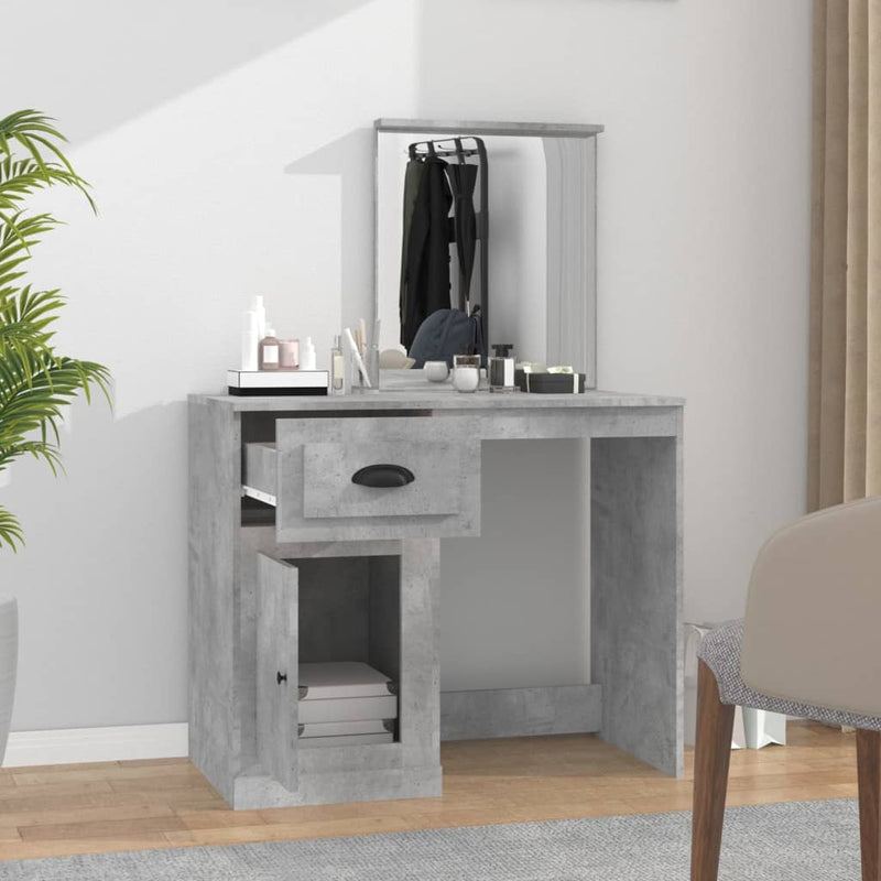 Dressing Table with Mirror Concrete Grey 90x50x132.5 cm Engineered Wood