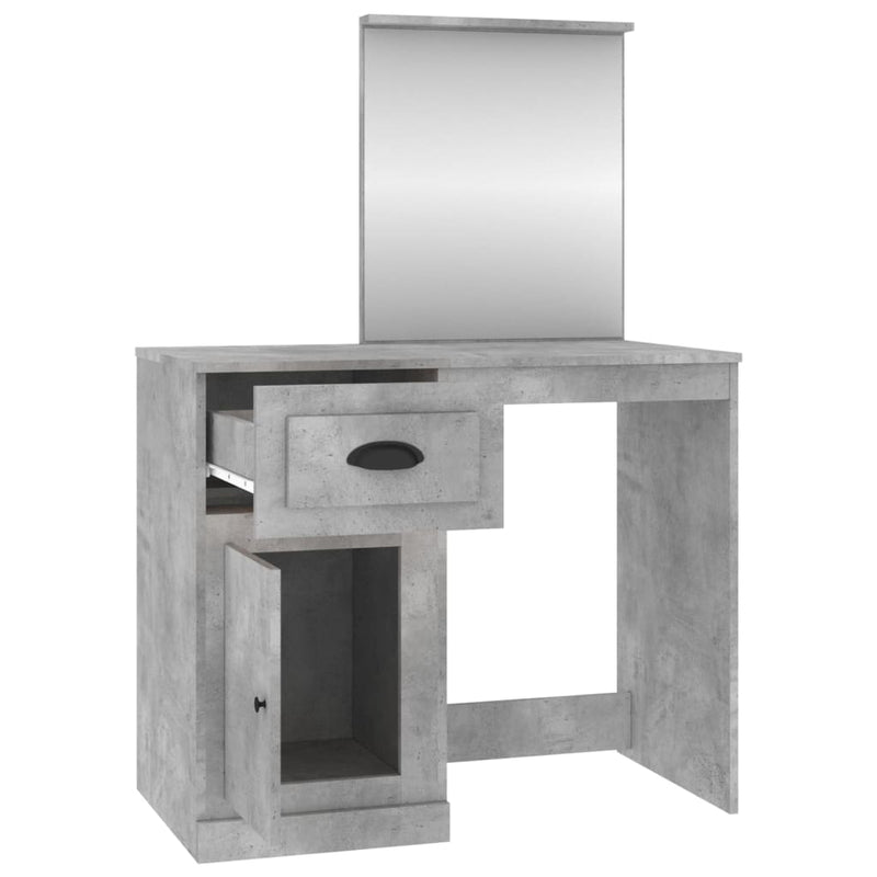 Dressing Table with Mirror Concrete Grey 90x50x132.5 cm Engineered Wood