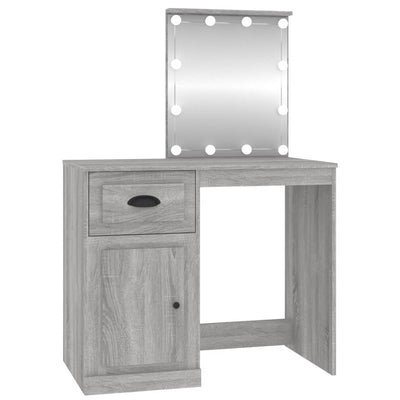 Dressing Table with LED Grey Sonoma 90x50x132.5 cm Engineered Wood