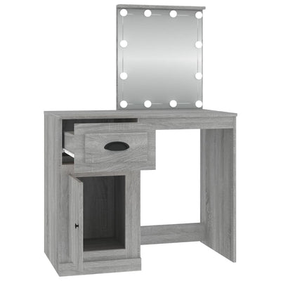 Dressing Table with LED Grey Sonoma 90x50x132.5 cm Engineered Wood