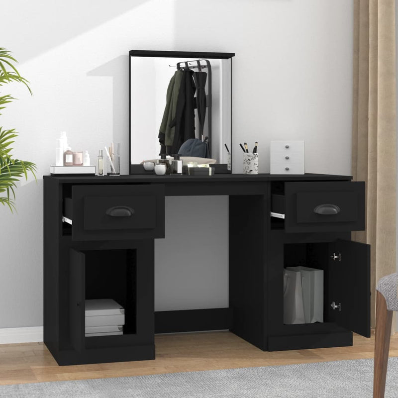 Dressing Table with Mirror Black 130x50x132.5 cm