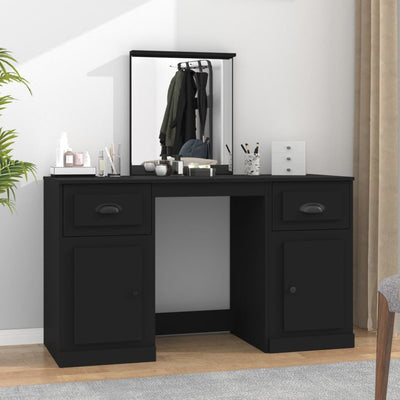 Dressing Table with Mirror Black 130x50x132.5 cm