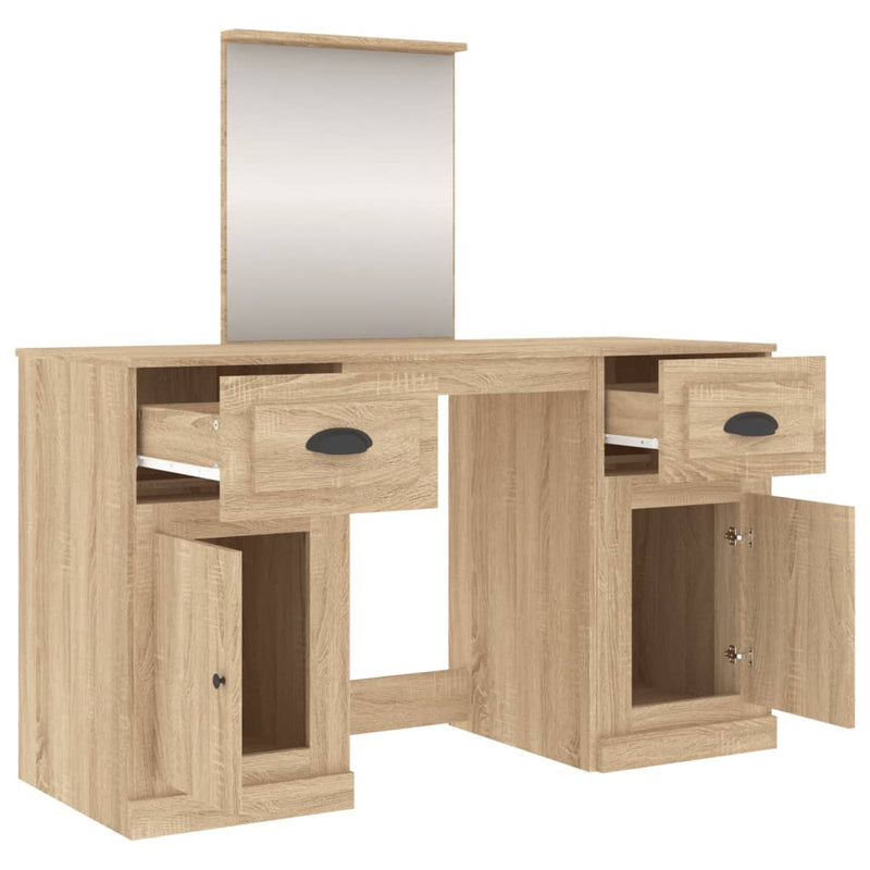 Dressing Table with Mirror Sonoma Oak 130x50x132.5 cm
